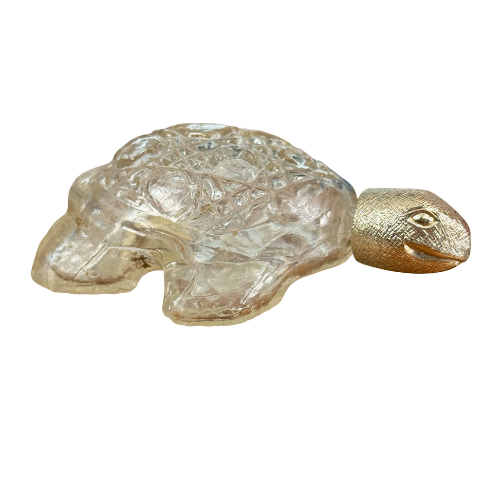 Avon Vintage Treasure Turtle Perfume 4" Clear Bottle Cologne Glass Empty